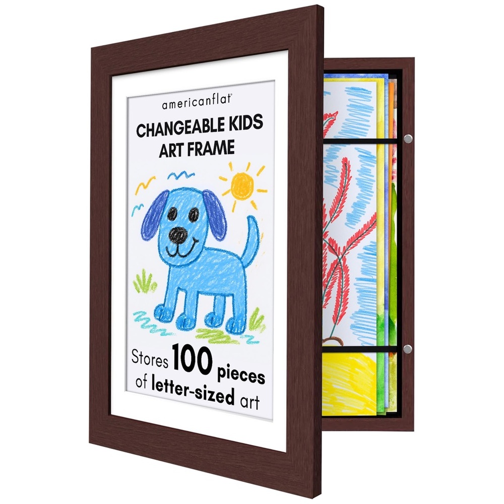 NEW 3D Art Display Frame Box - Holds 100 Paintings Wooden Mahogany Shatterproof
